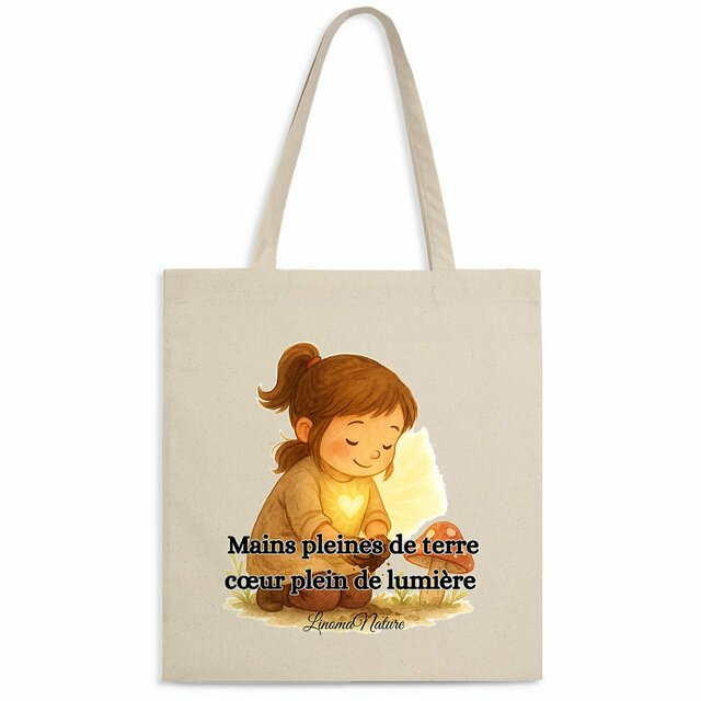 Image back Tote bag Mains terre et lumière 