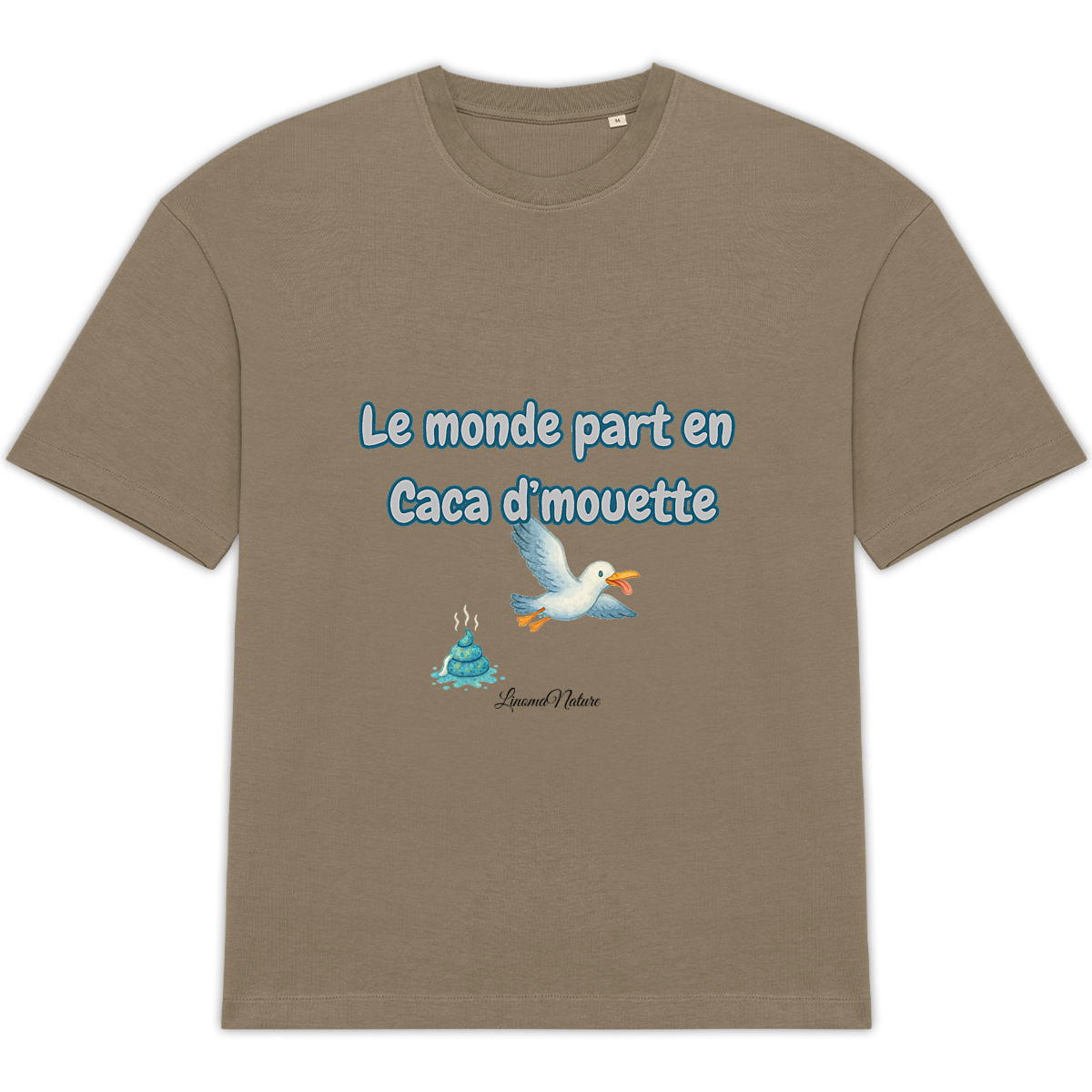 Image back T-shirt oversize homme le monde part en caca d'mouette