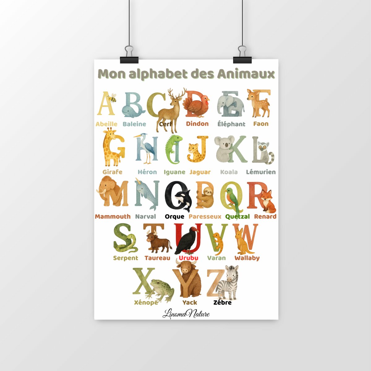 Image front Poster alphabet des animaux 