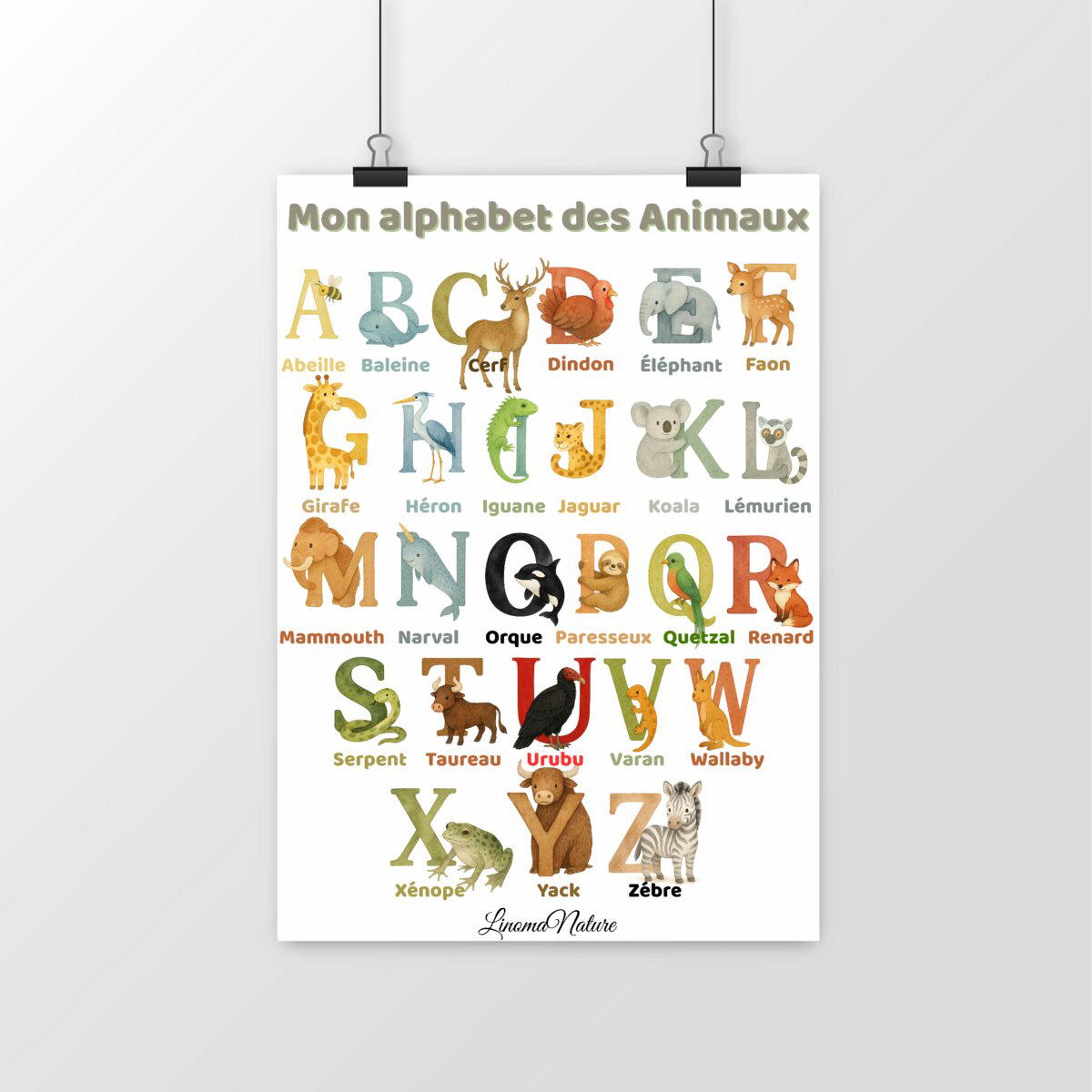 Image front Poster alphabet des animaux 