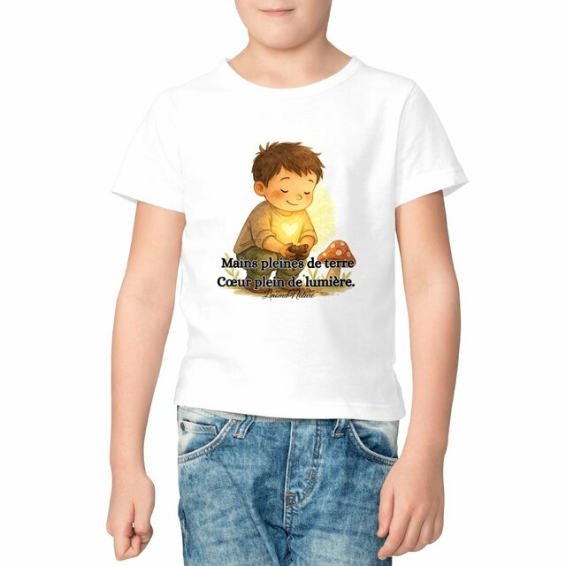 Image front T-shirt mains et lumière 