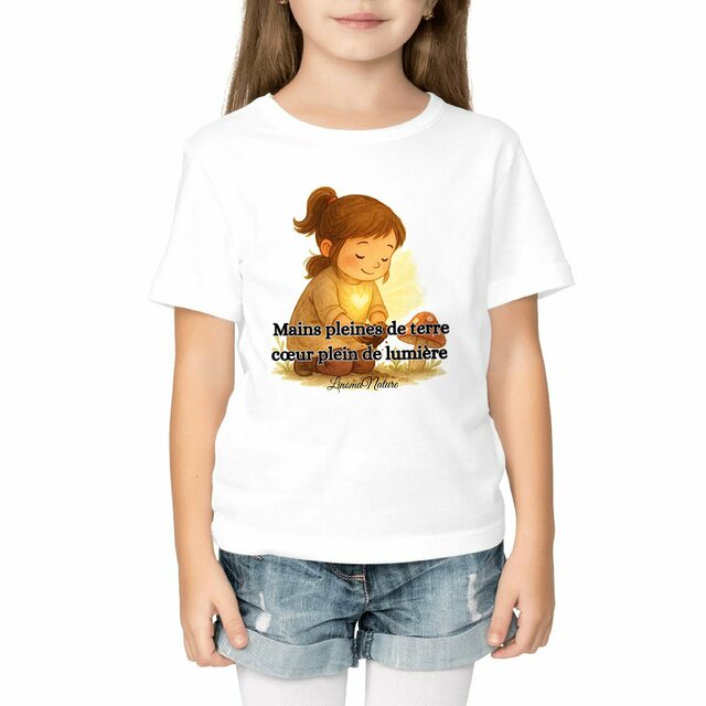 Image front T-shirt enfant Mains et lumière 