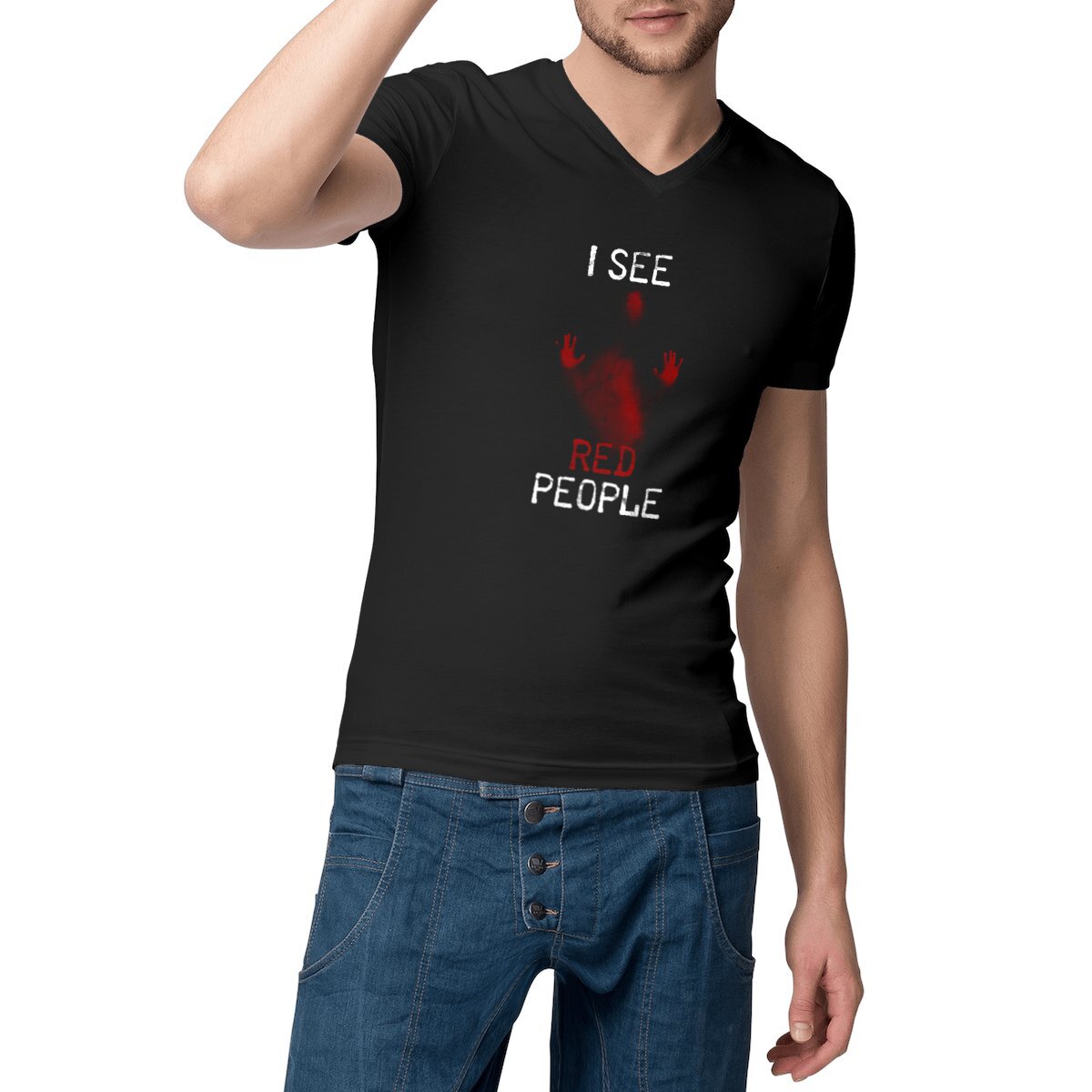 Image front Shirt Homme V - I see red people