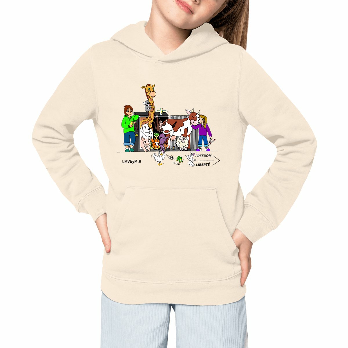 Image front Sweat-shirt épais à capuche OUVRONS LES CAGES