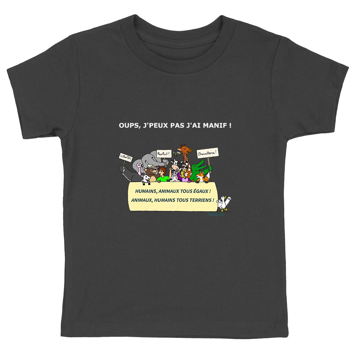 Image back Tee-shirt Bio Enfant OUPS J'PEUX PAS J'AI MANIF ! 