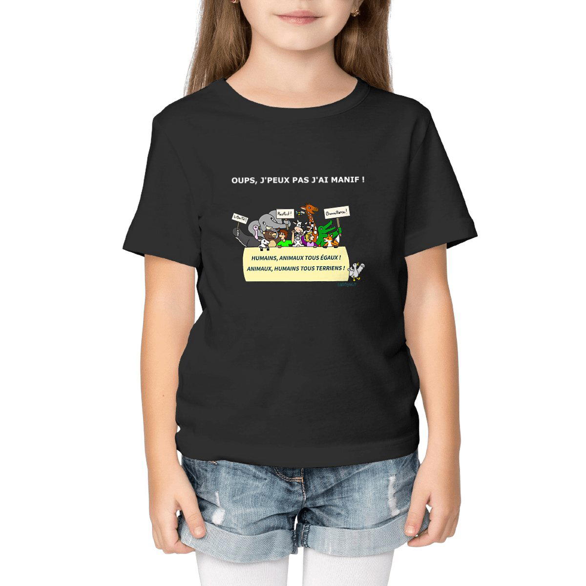 Image front Tee-shirt Bio Enfant OUPS J'PEUX PAS J'AI MANIF ! 