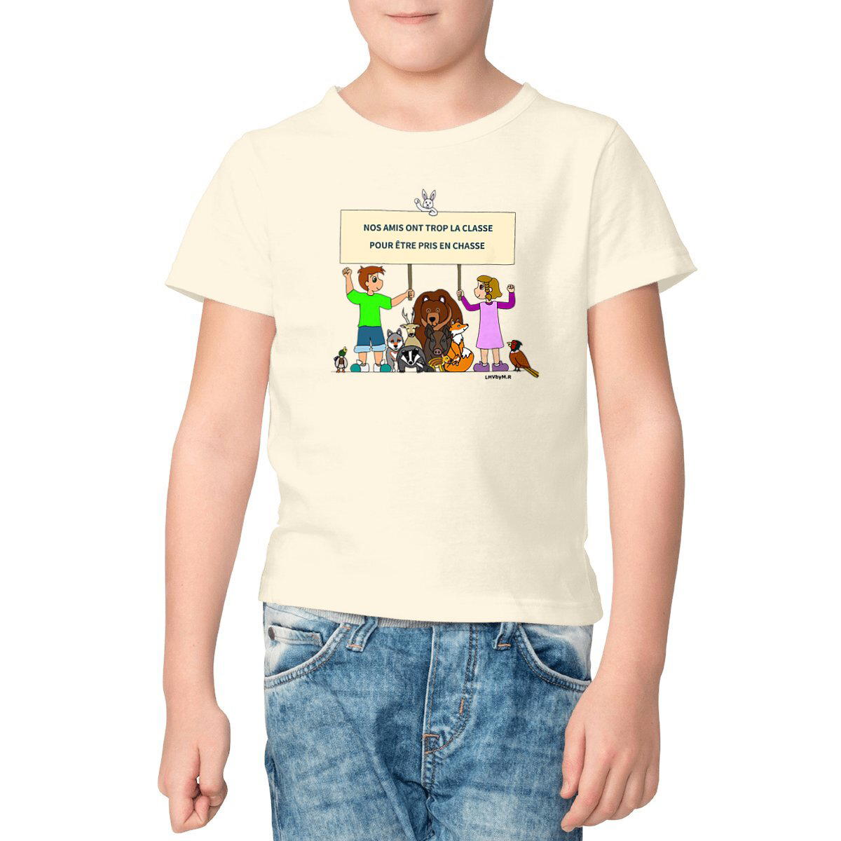 Image front Tee-shirt Bio Enfant STOP CHASSE