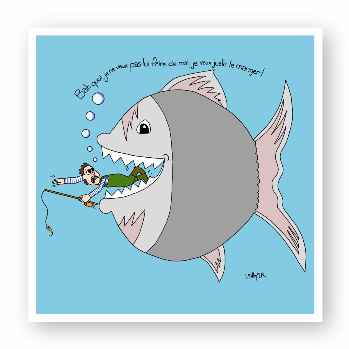 Image front Sticker POISSON PECHEUR