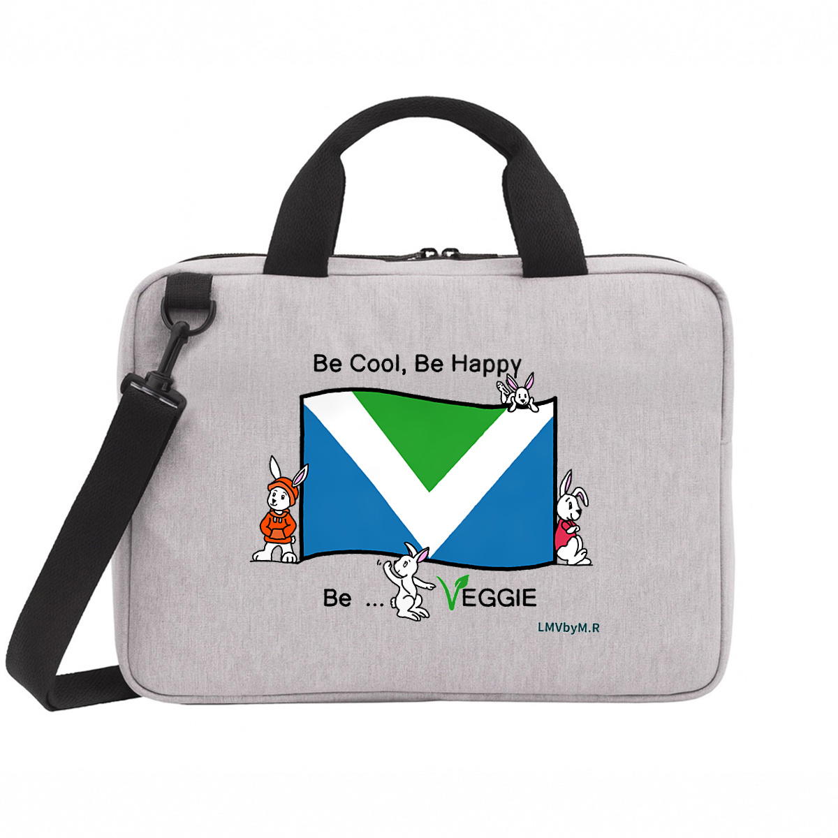 Image front Sacoche Ordinateur BE HAPPY BE VEGGIE