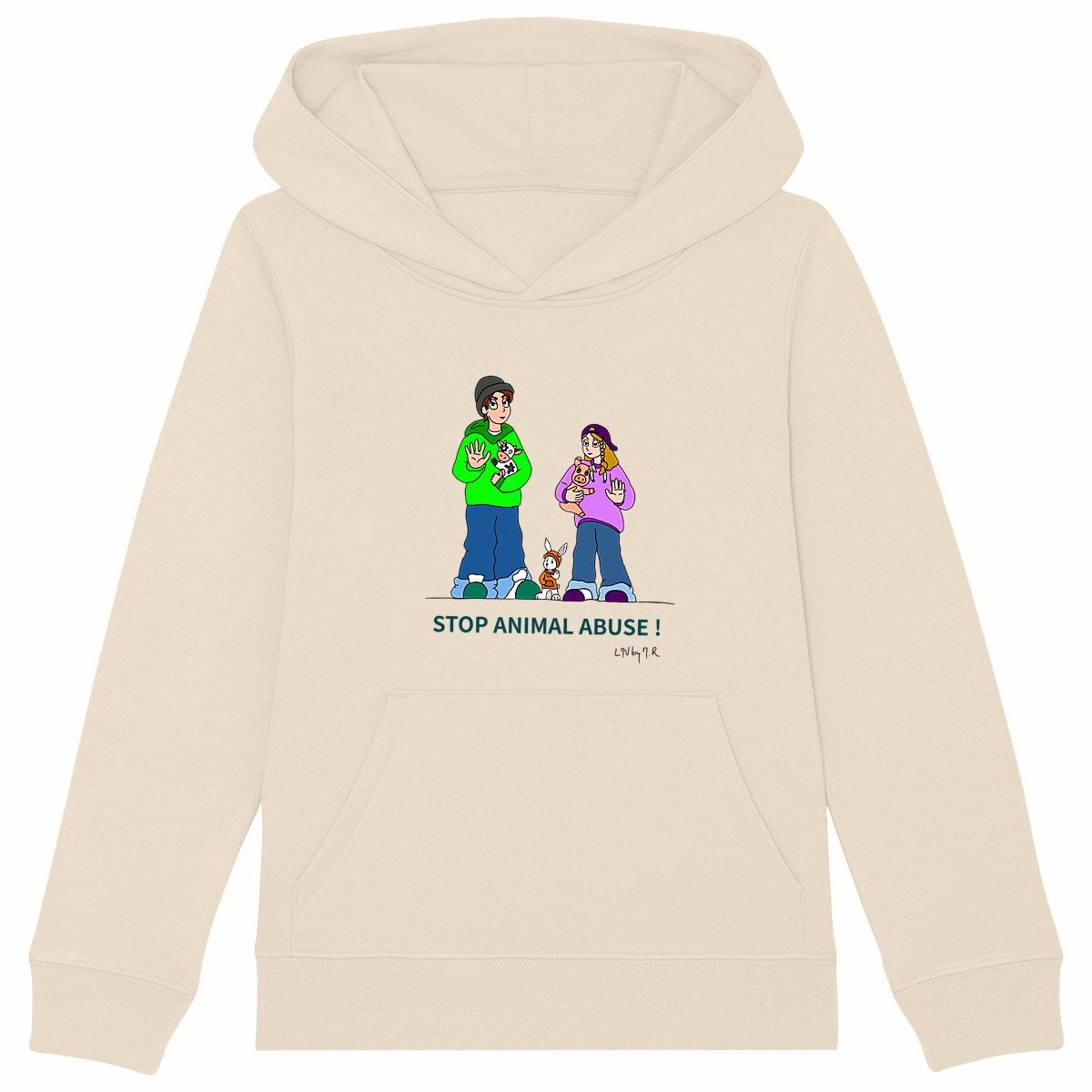 Image back Sweat-shirt épais à capuche STOP ANIMAL ABUSE !