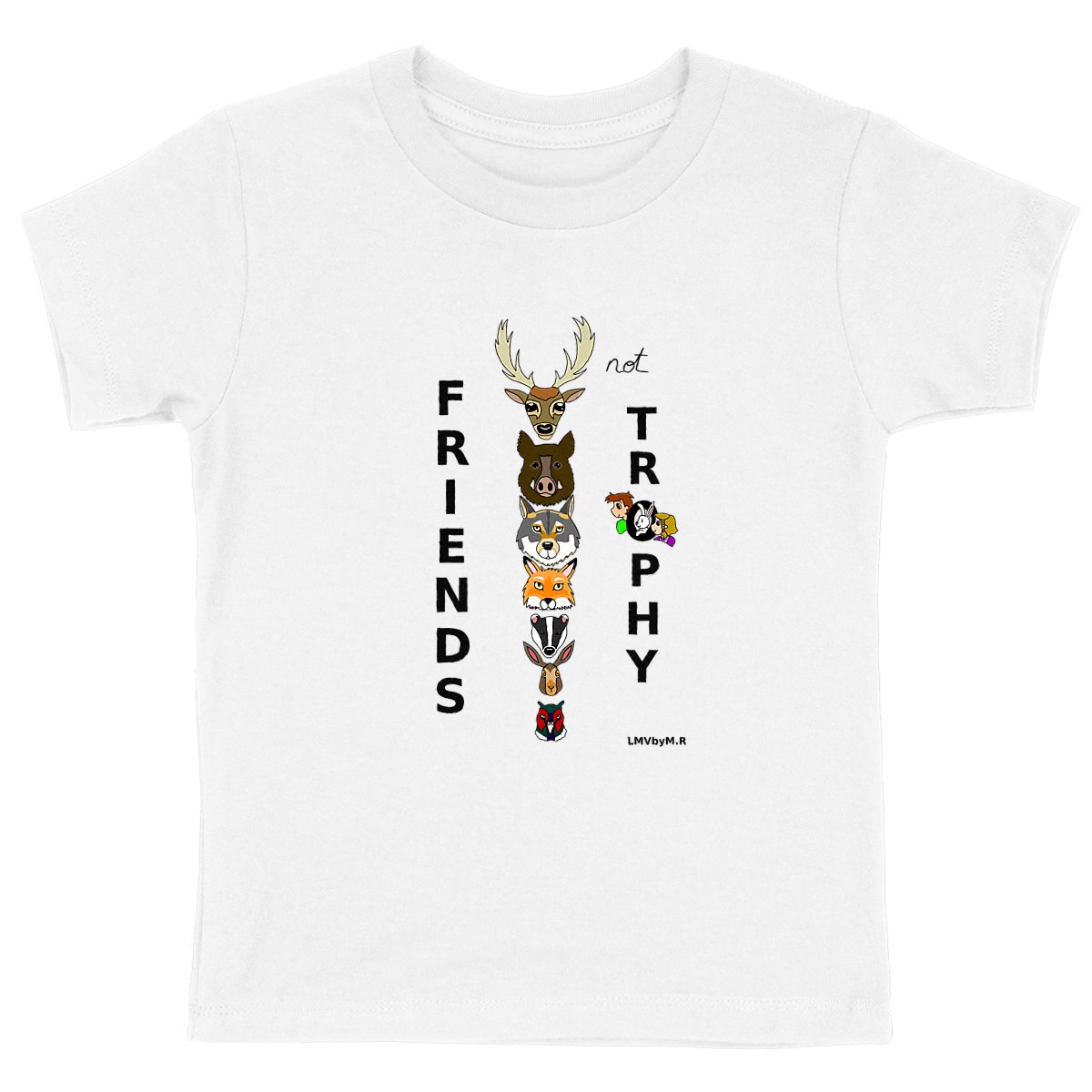 Image back Tee-shirt Bio Enfant FRIENDS NOT TROPHY (Chasse)