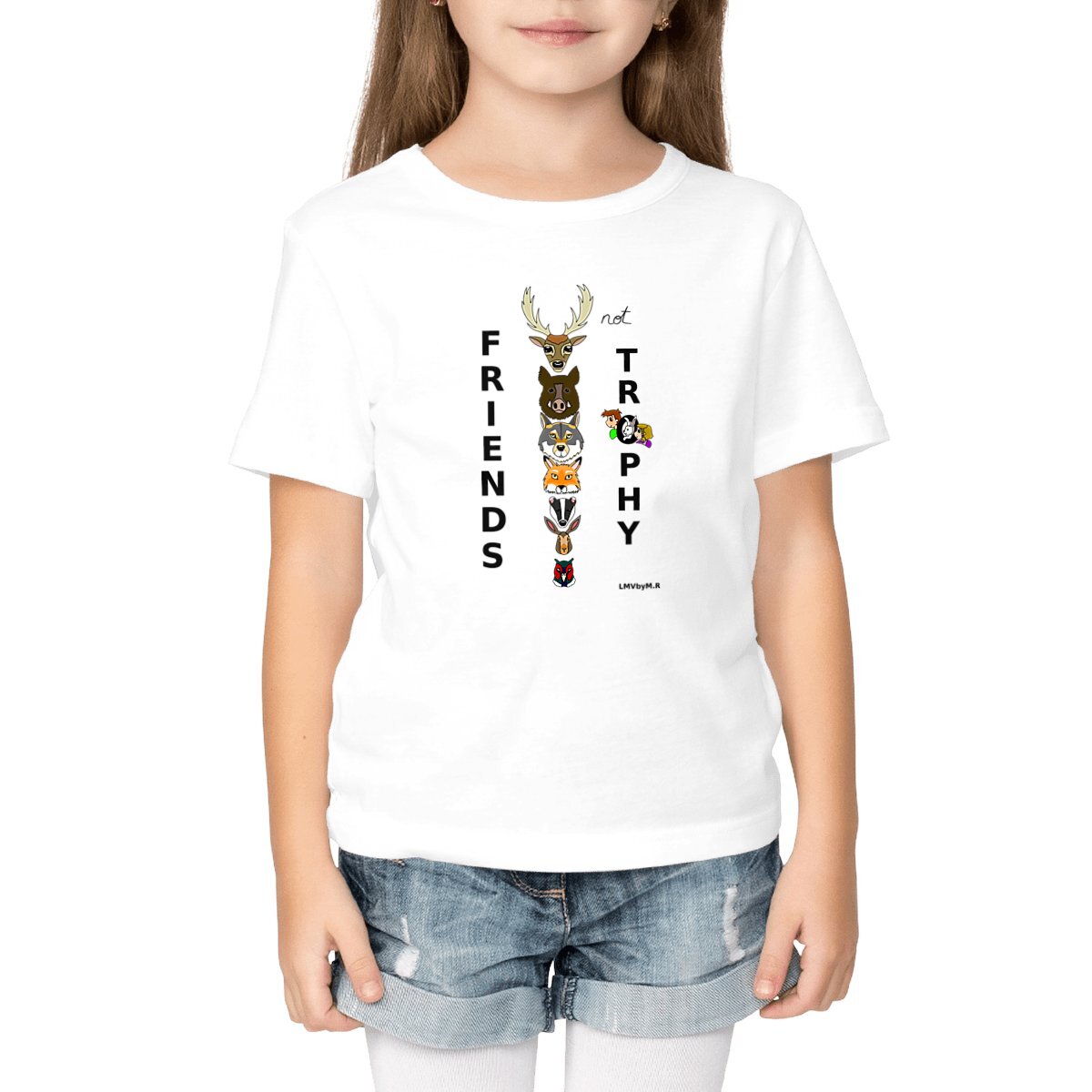 Image front Tee-shirt Bio Enfant FRIENDS NOT TROPHY (Chasse)