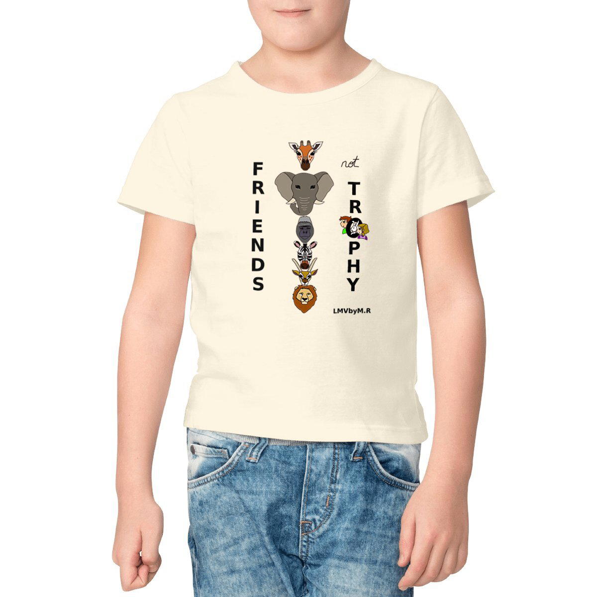 Image front Tee-shirt Bio Enfant FRIENDS NOT TROPHY (Safari)