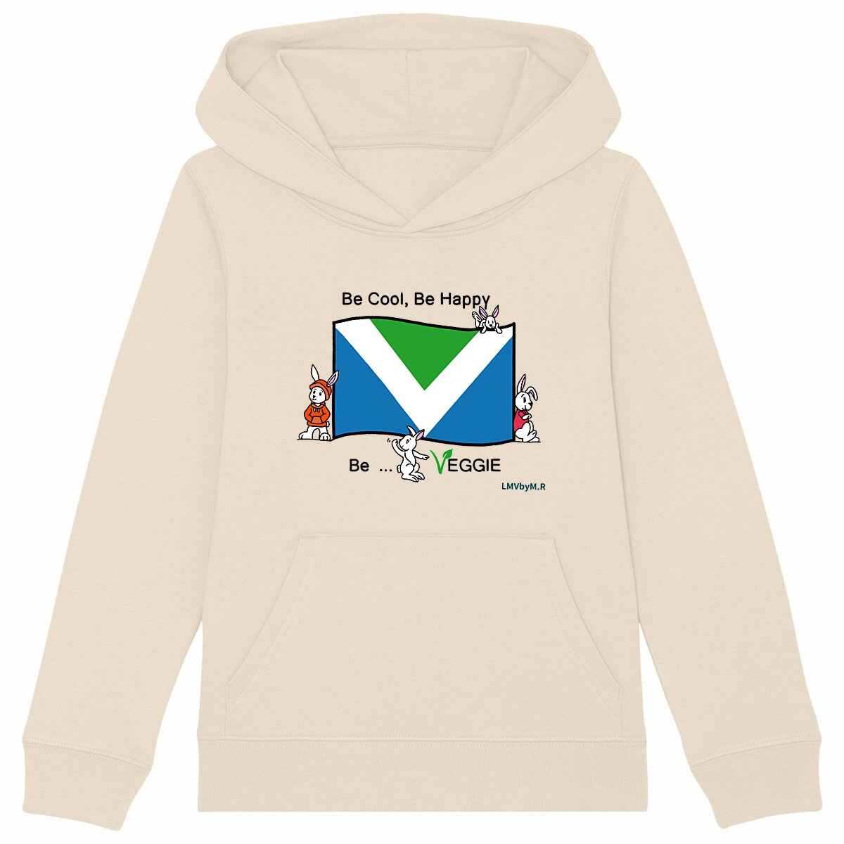 Image back Sweat-shirt épais à capuche BE COOL BE HAPPY BE VEGGIE