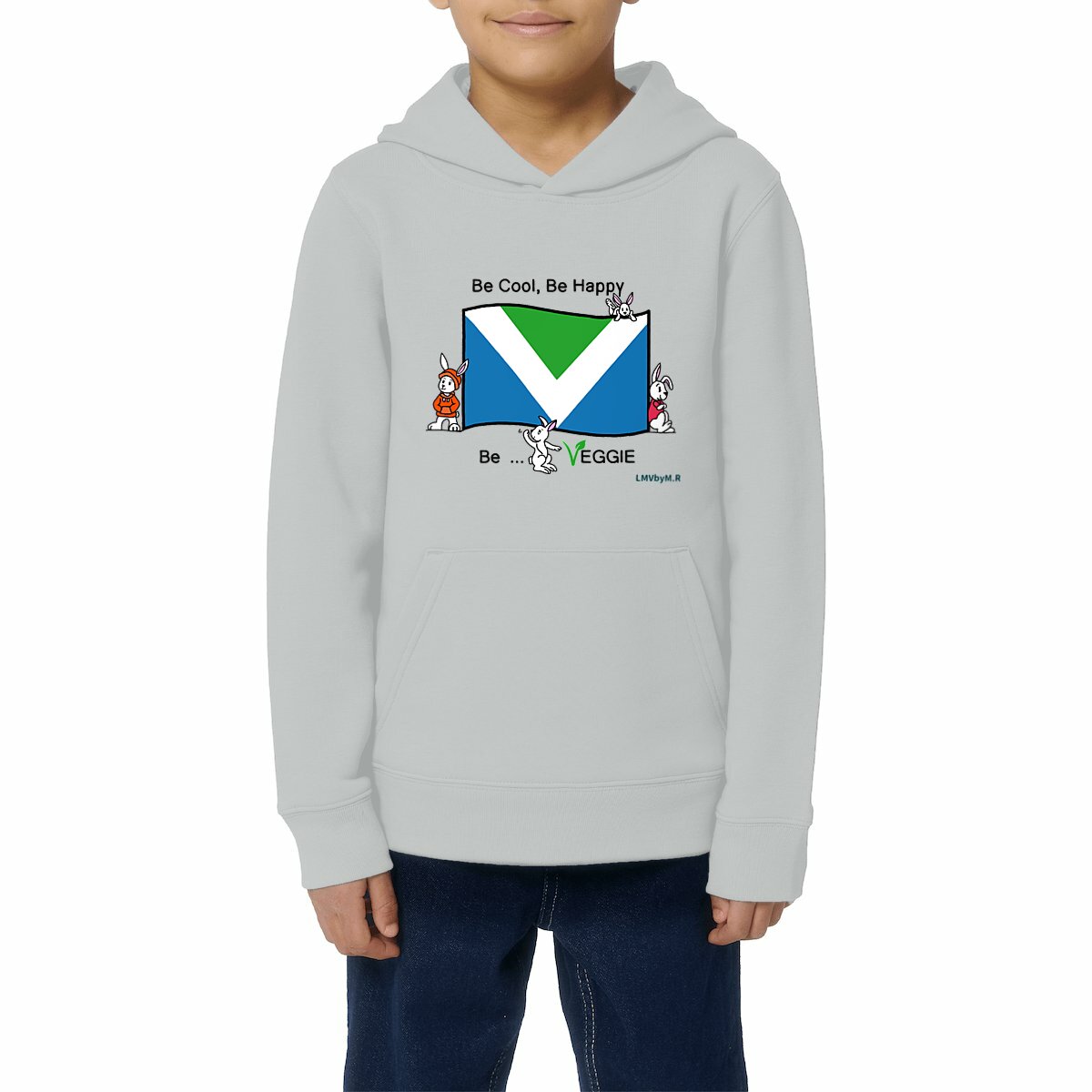 Image front Sweat-shirt épais à capuche BE COOL BE HAPPY BE VEGGIE