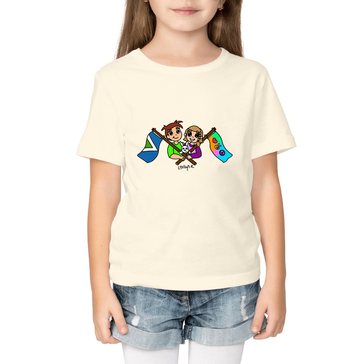 Image front Tee-shirt Bio Enfant KAWAII VEGAN FLAG
