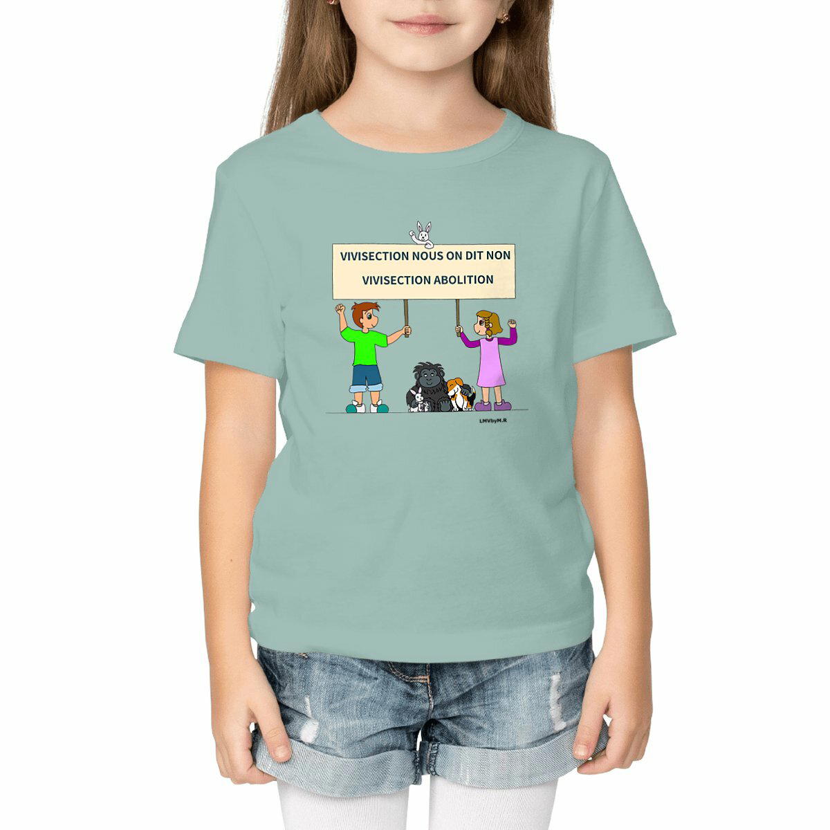 Image front Tee-shirt Bio Enfant STOP VIVISECTION
