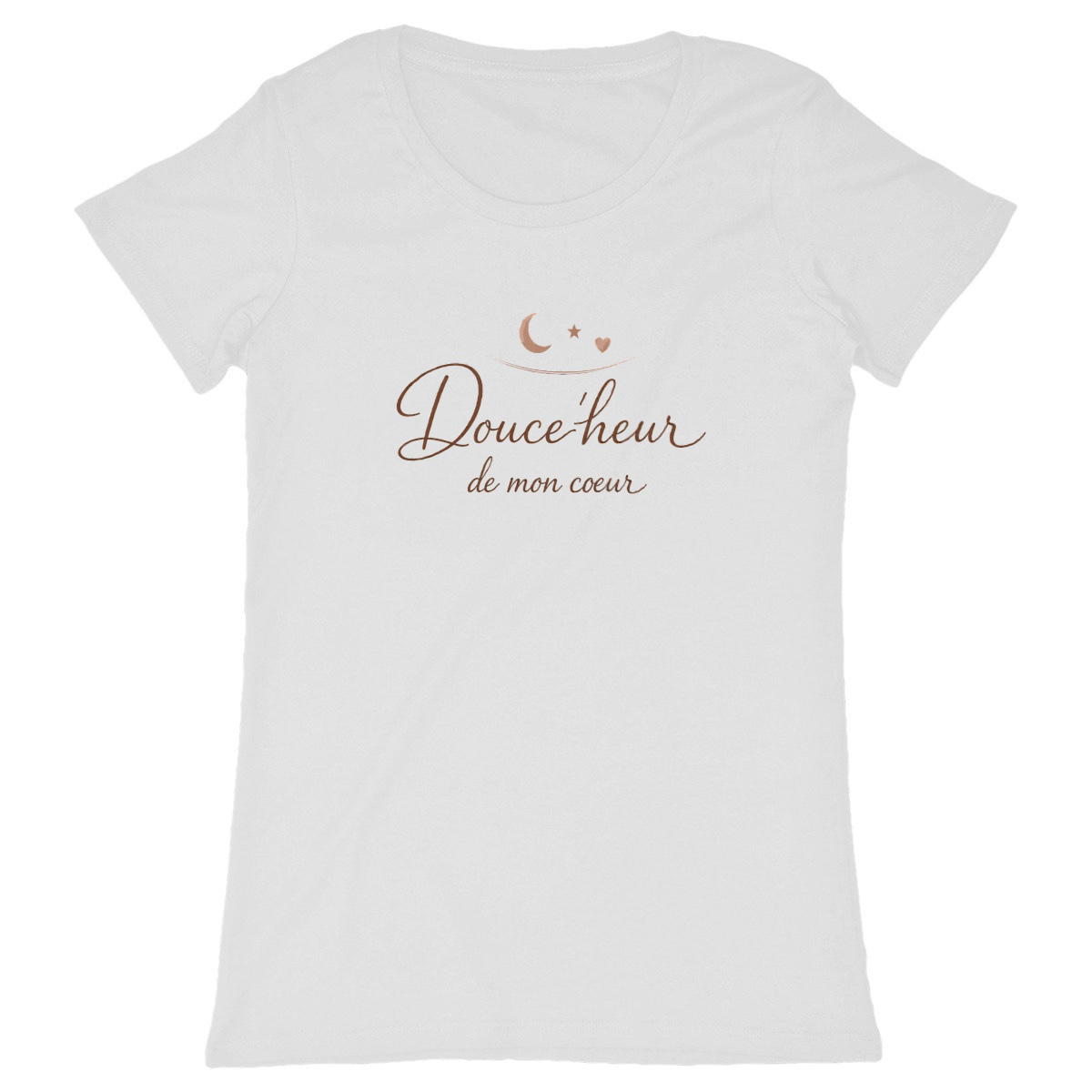 Image front T-shirt Femme Douce'heur de mon cœur, 100% coton en conversion biologique