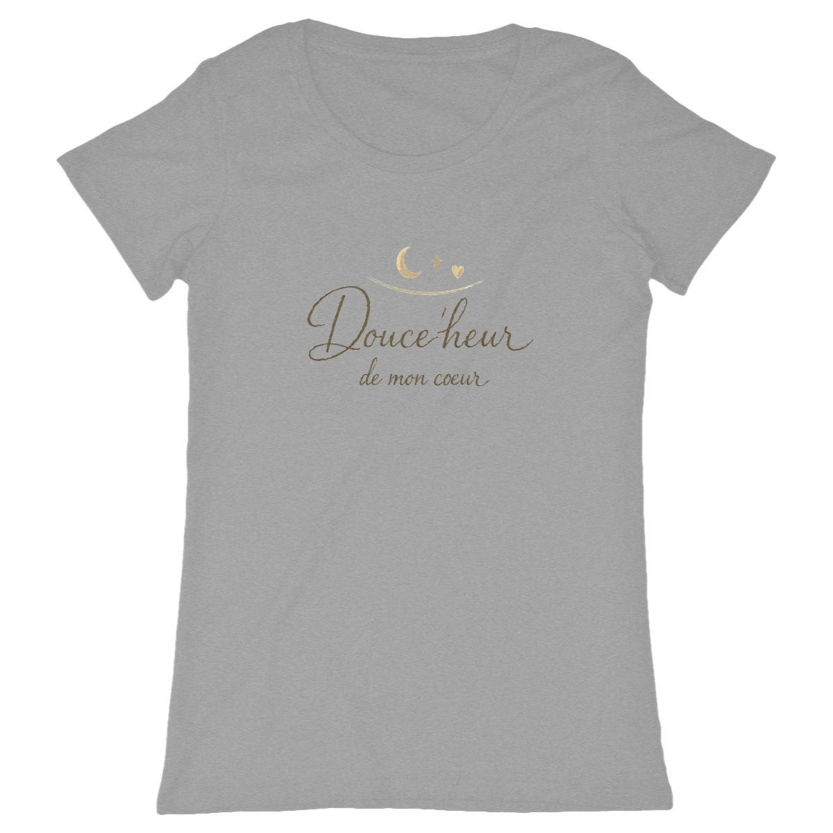 Image front T-shirt Femme Douce'heur de mon cœur, 100% coton en conversion biologique 