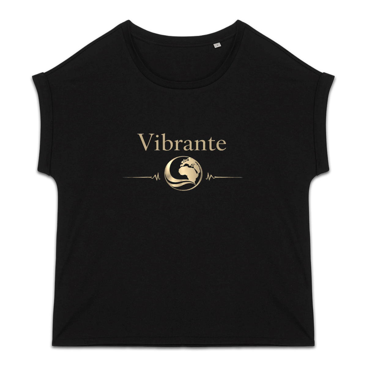 Image front T-shirt femme biologique manches à revers Vibrante