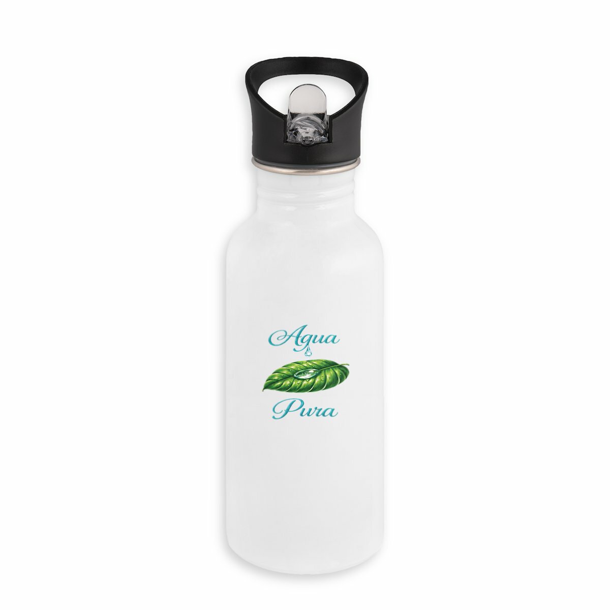 Image front Bouteille en inox avec paille Agua Pura