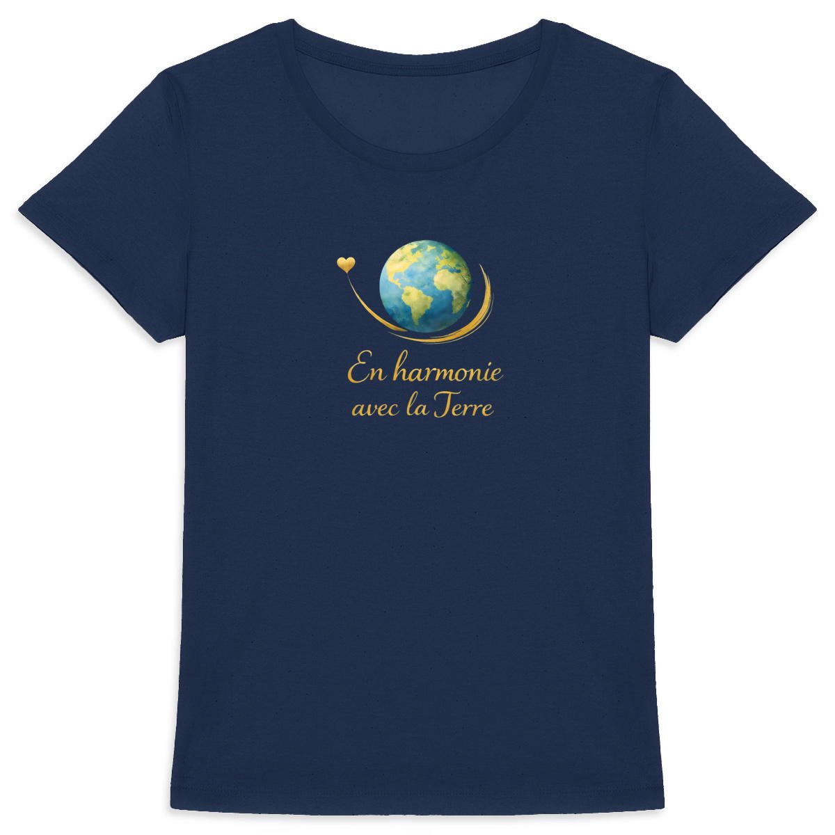 Image front T-shirt Femme Epais 100% coton bio En harmonie avec la Terre - 3 coloris