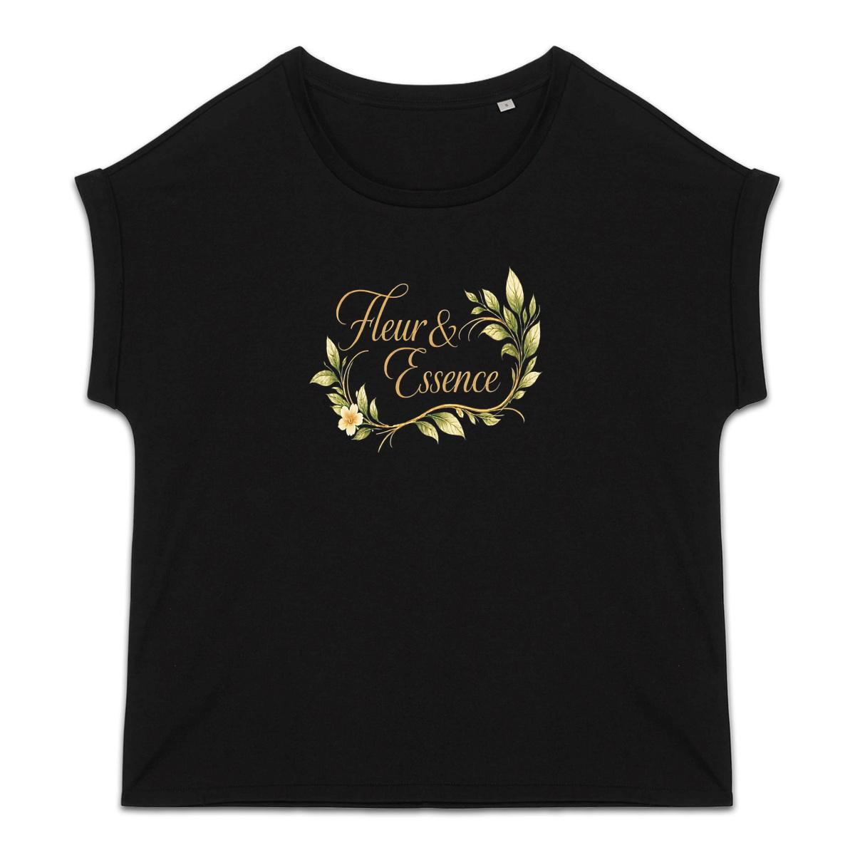 Image front T-shirt femme biologique manches à revers Fleur & Essence