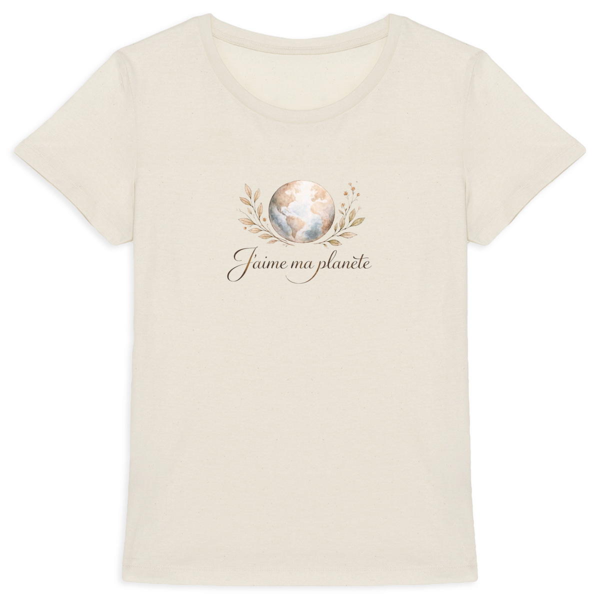 Image back T-shirt Femme Epais 100% coton bio J'aime ma planète - 3 coloris