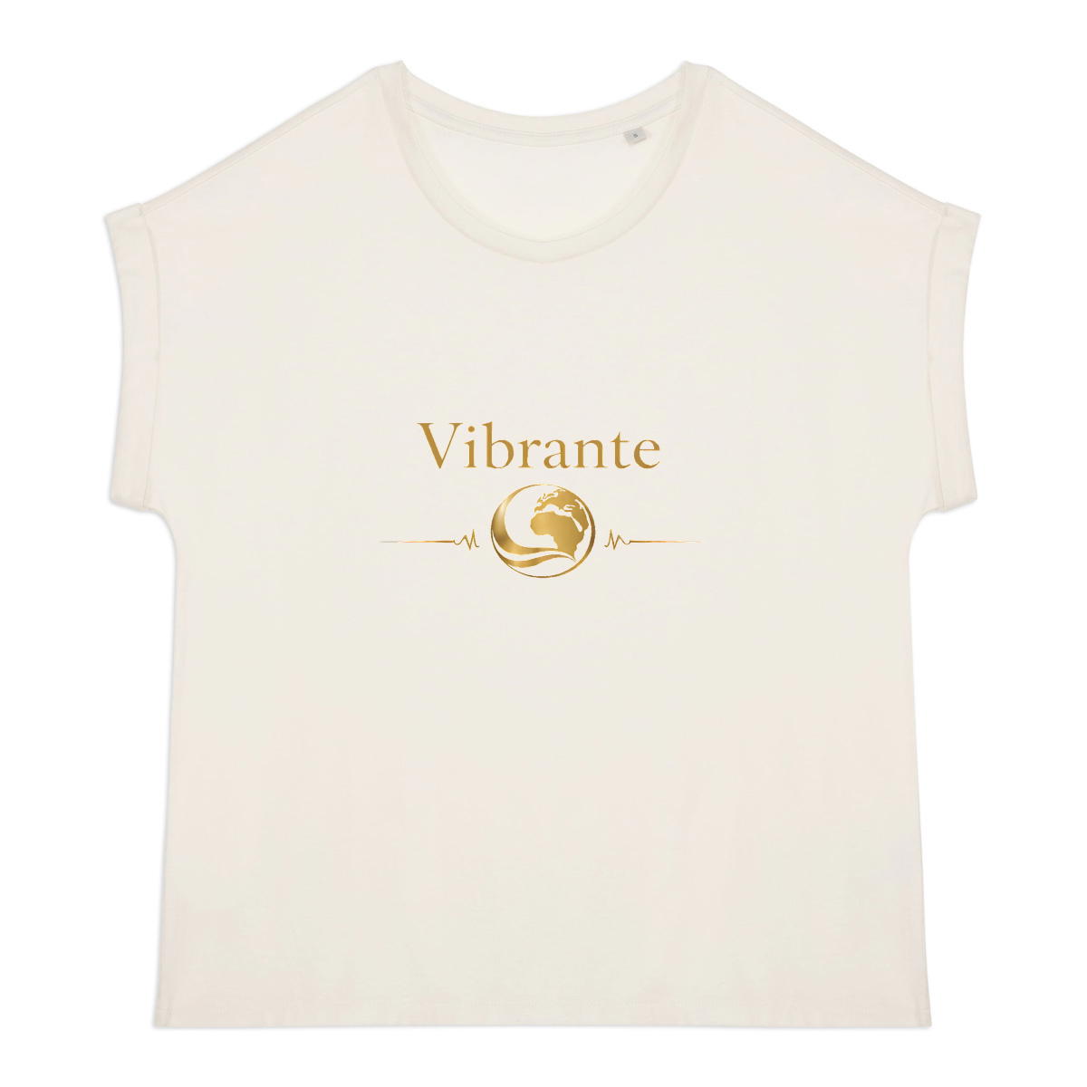 Image front T-shirt femme biologique manches à revers Vibrante