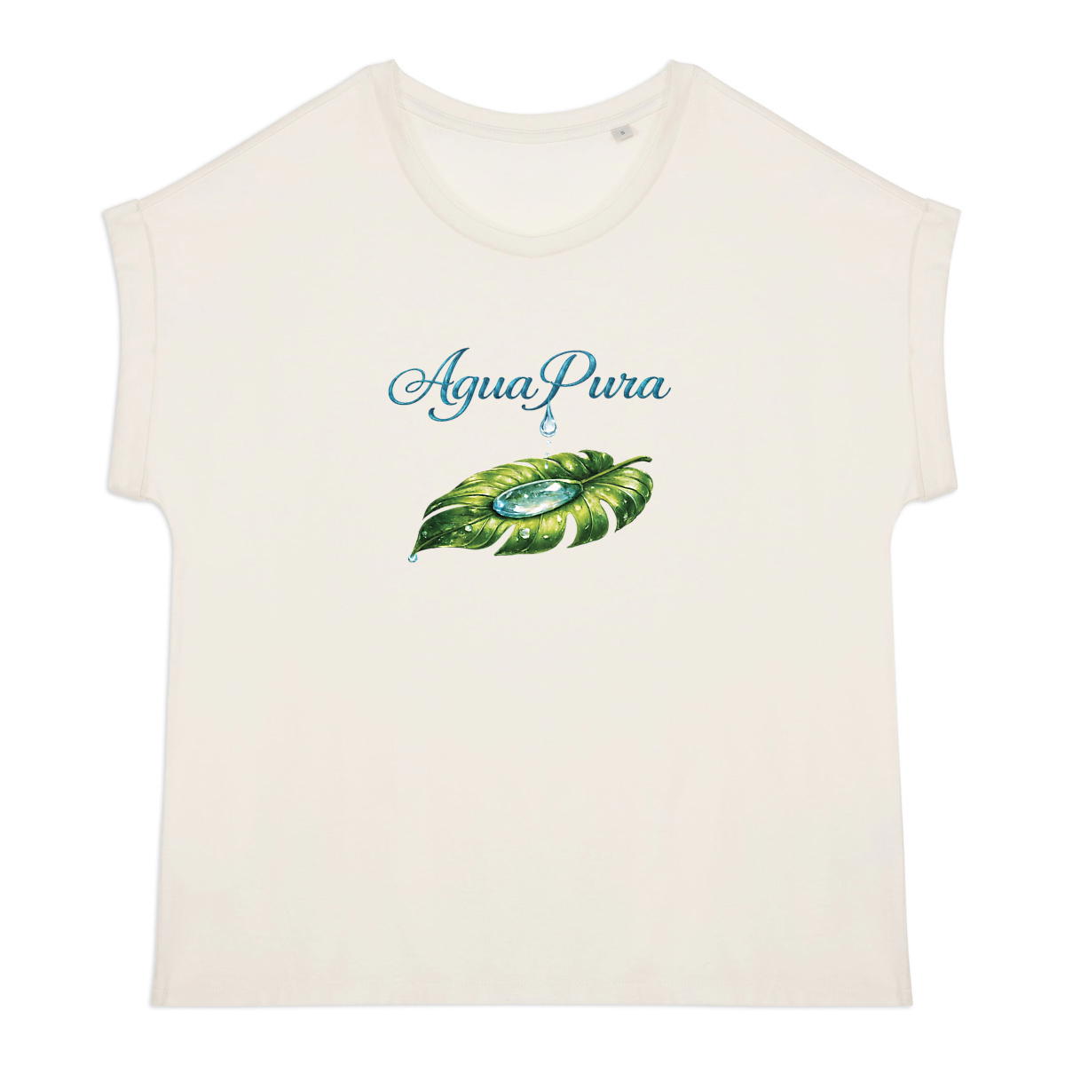 Image front T-shirt femme biologique manches à revers Agua Pura