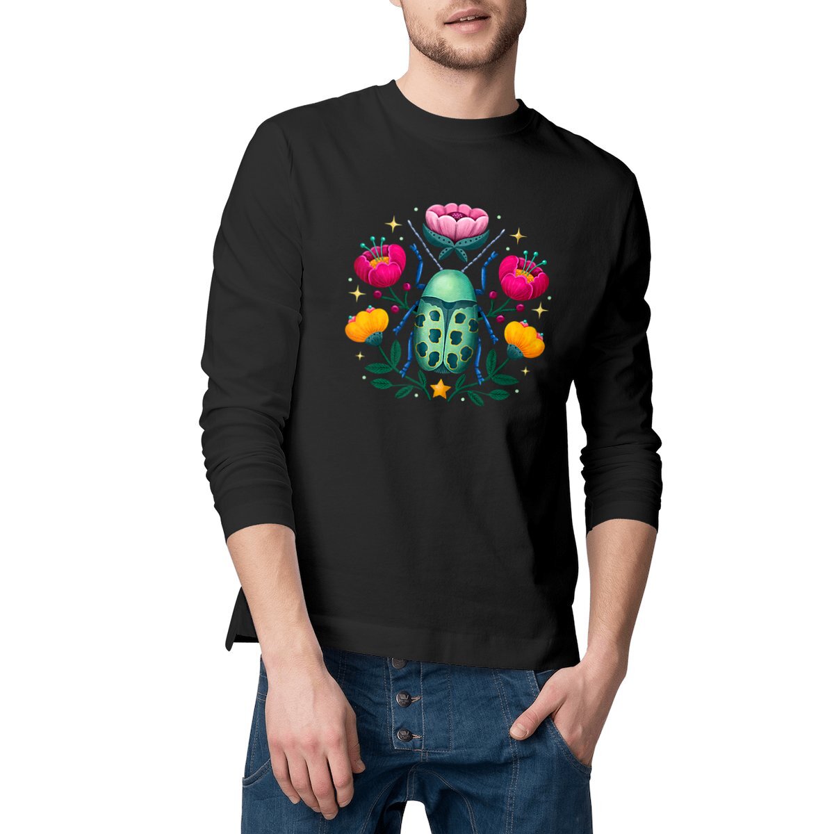 Image front Flower Beetle Dark Long Sleeves