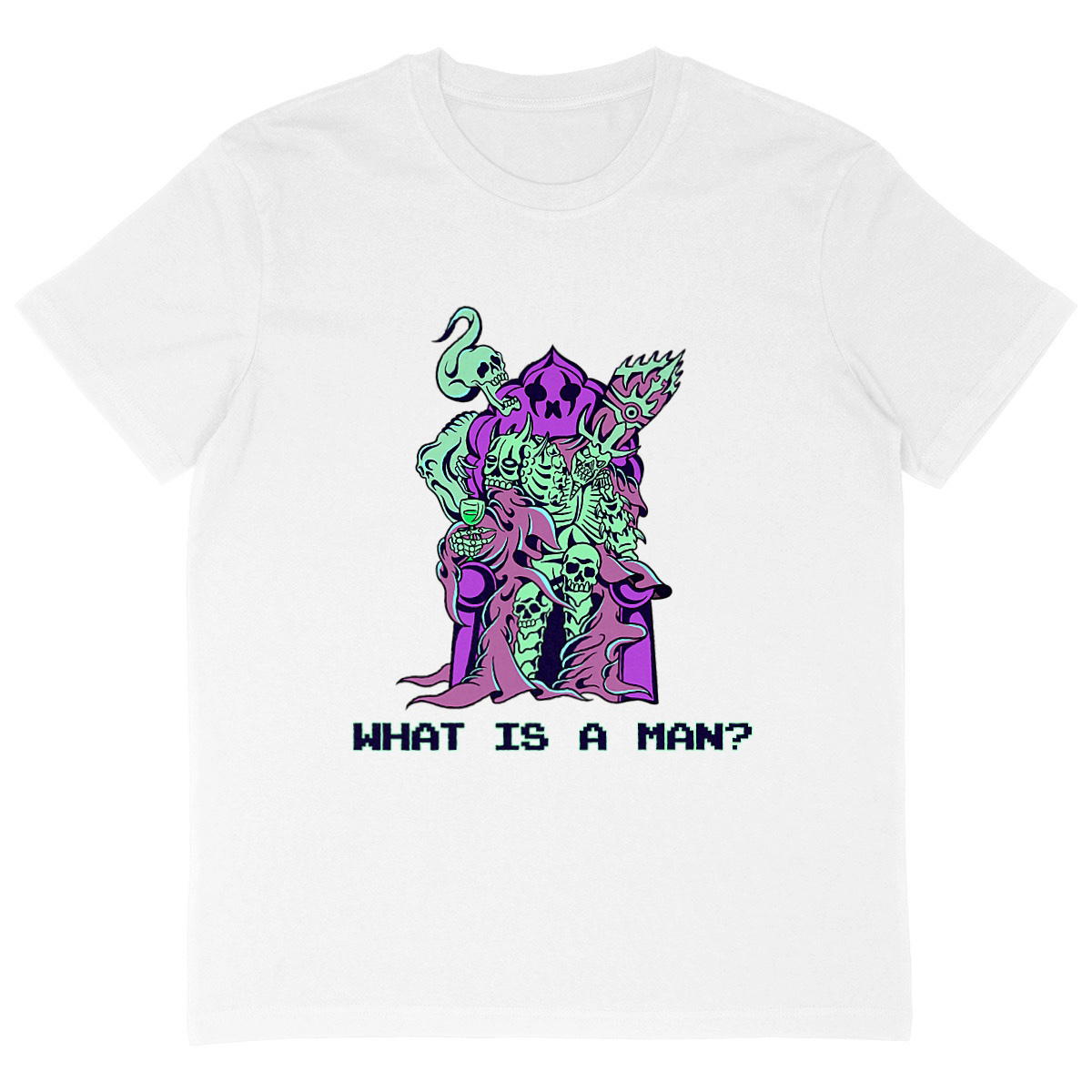 Image back Bored Throne Lich, What is a Man? (Vaporwave Colors)
