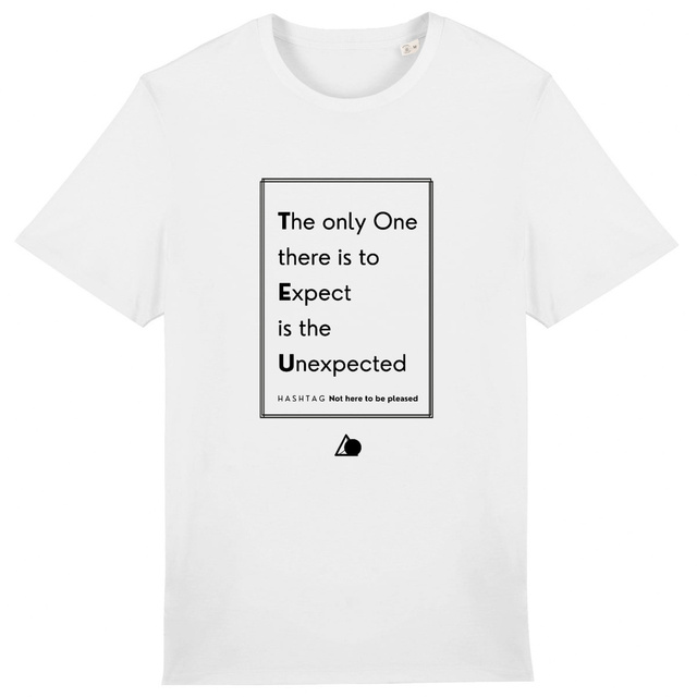 Image front H A S H T A G - Not Here to Be Pleased. - U&I-Gender T-Shirt Heavyweight Black Edited