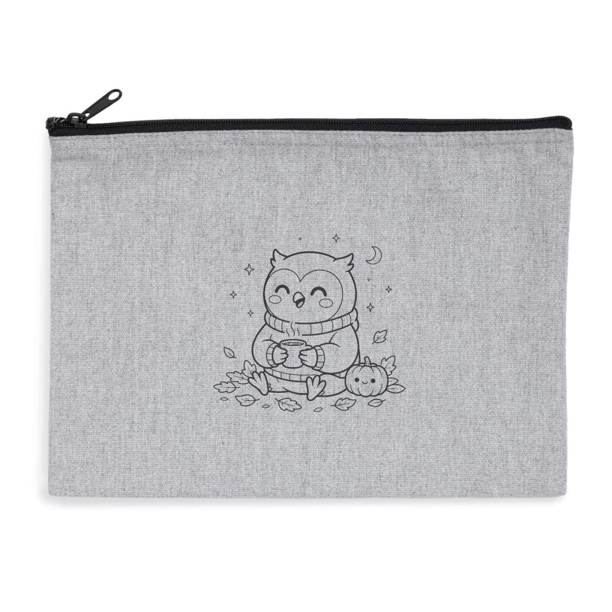 Pochette zippée recyclée - chouette automne