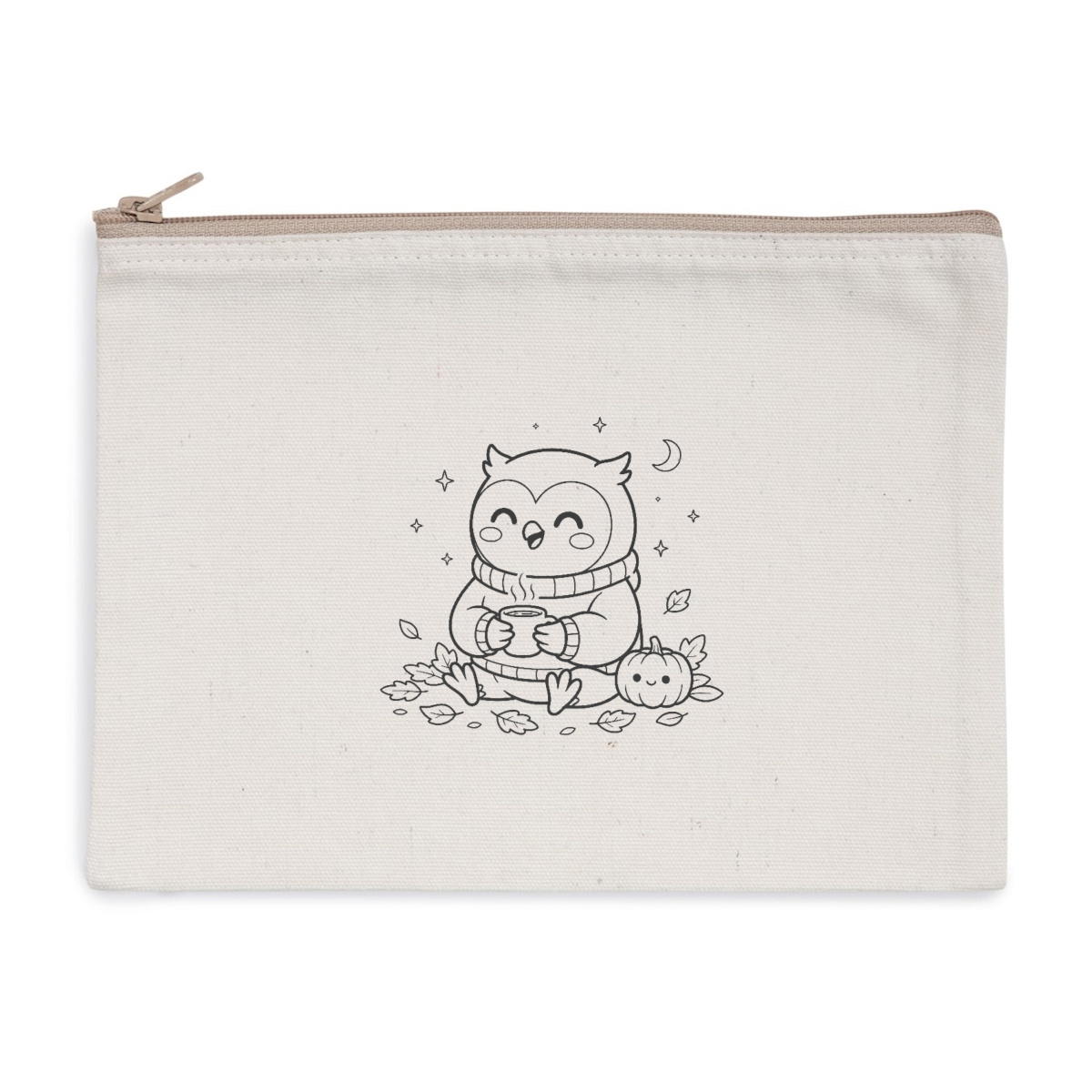 Pochette zippée recyclée - chouette automne - Image