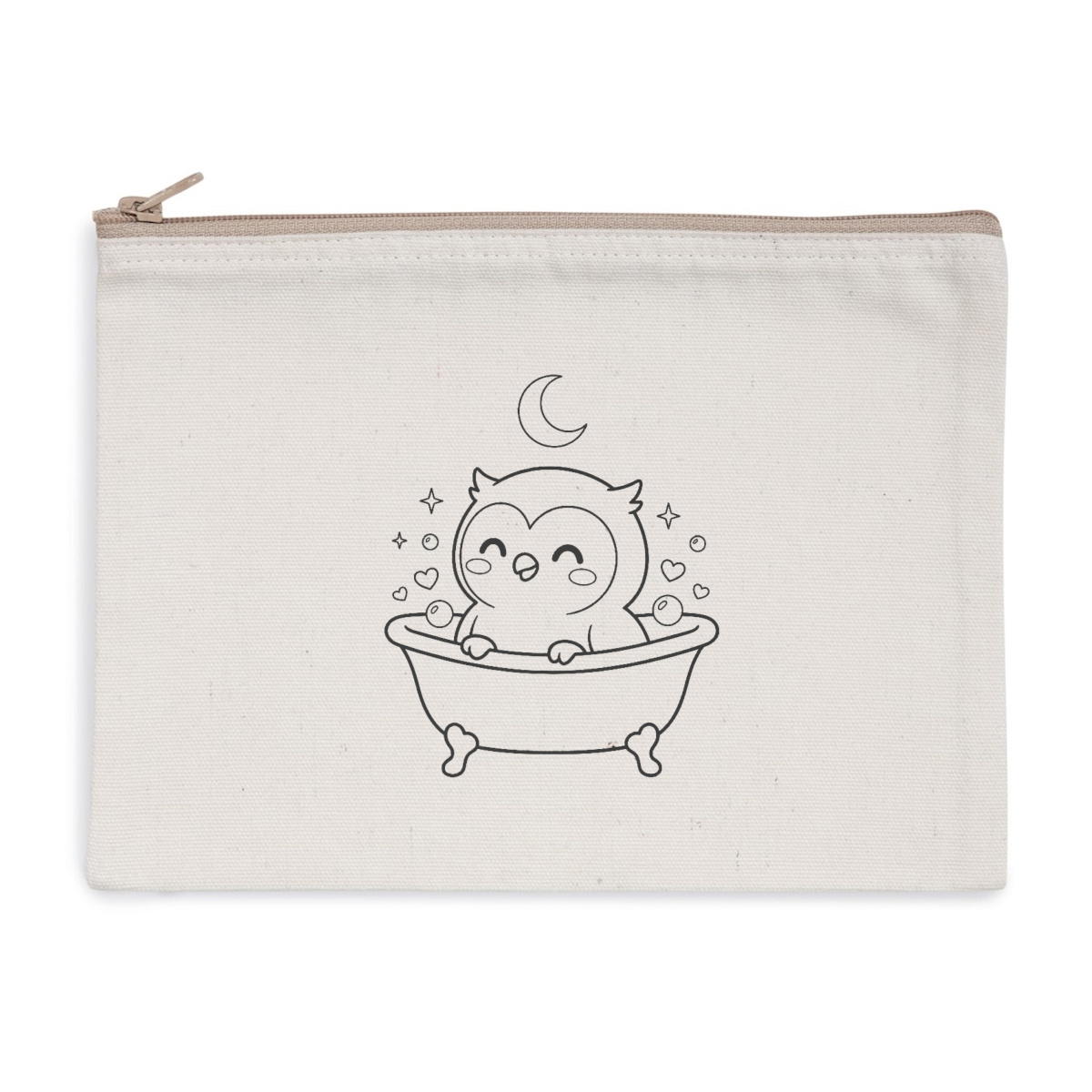 Pochette zippée recyclée - chouette bain de lune - Image