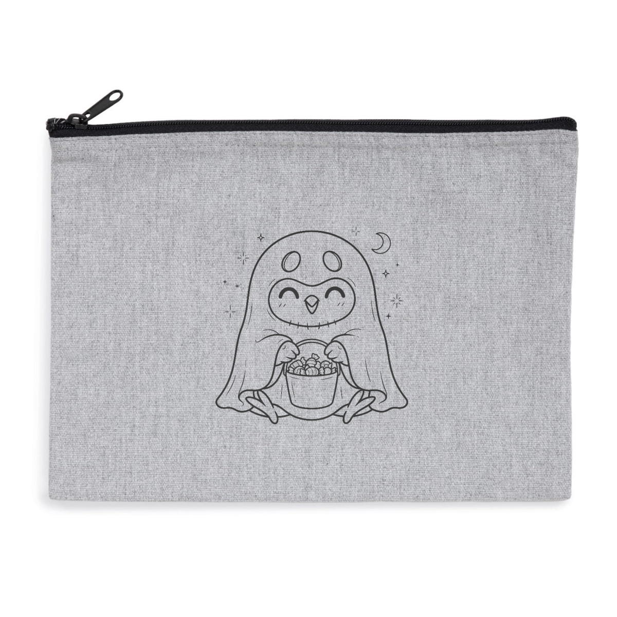 Pochette zippée recyclée - chouette fantôme