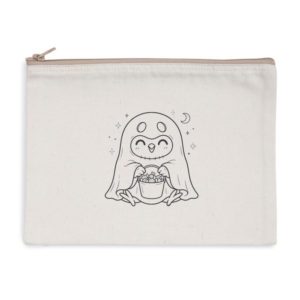 Pochette zippée recyclée - chouette fantôme - Image