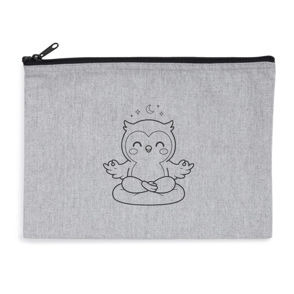 Pochette zippée recyclée - chouette méditation