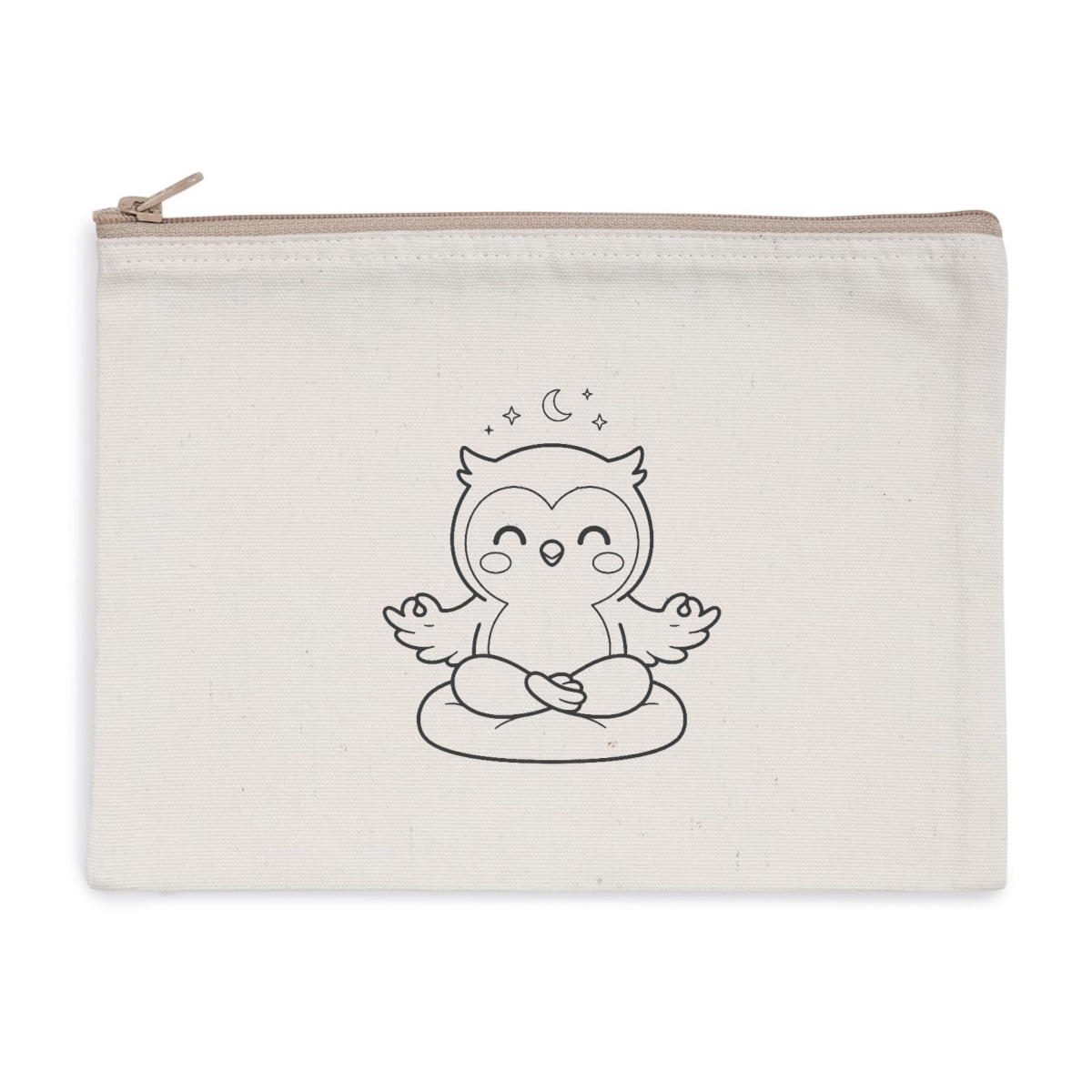 Pochette zippée recyclée - chouette méditation - Image