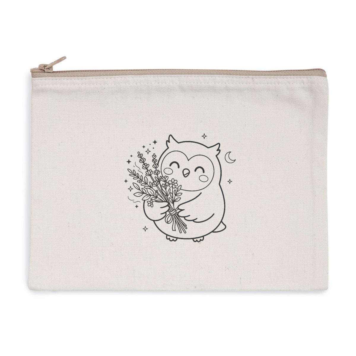 Pochette zippée recyclée - chouette herboriste - Image