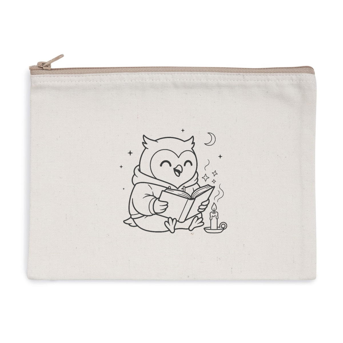 Pochette zippée recyclée - chouette grimoire - Image