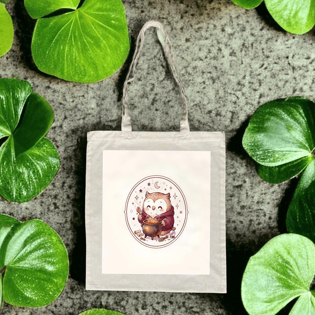 Totebag léger – Chouette et son chaudron magique