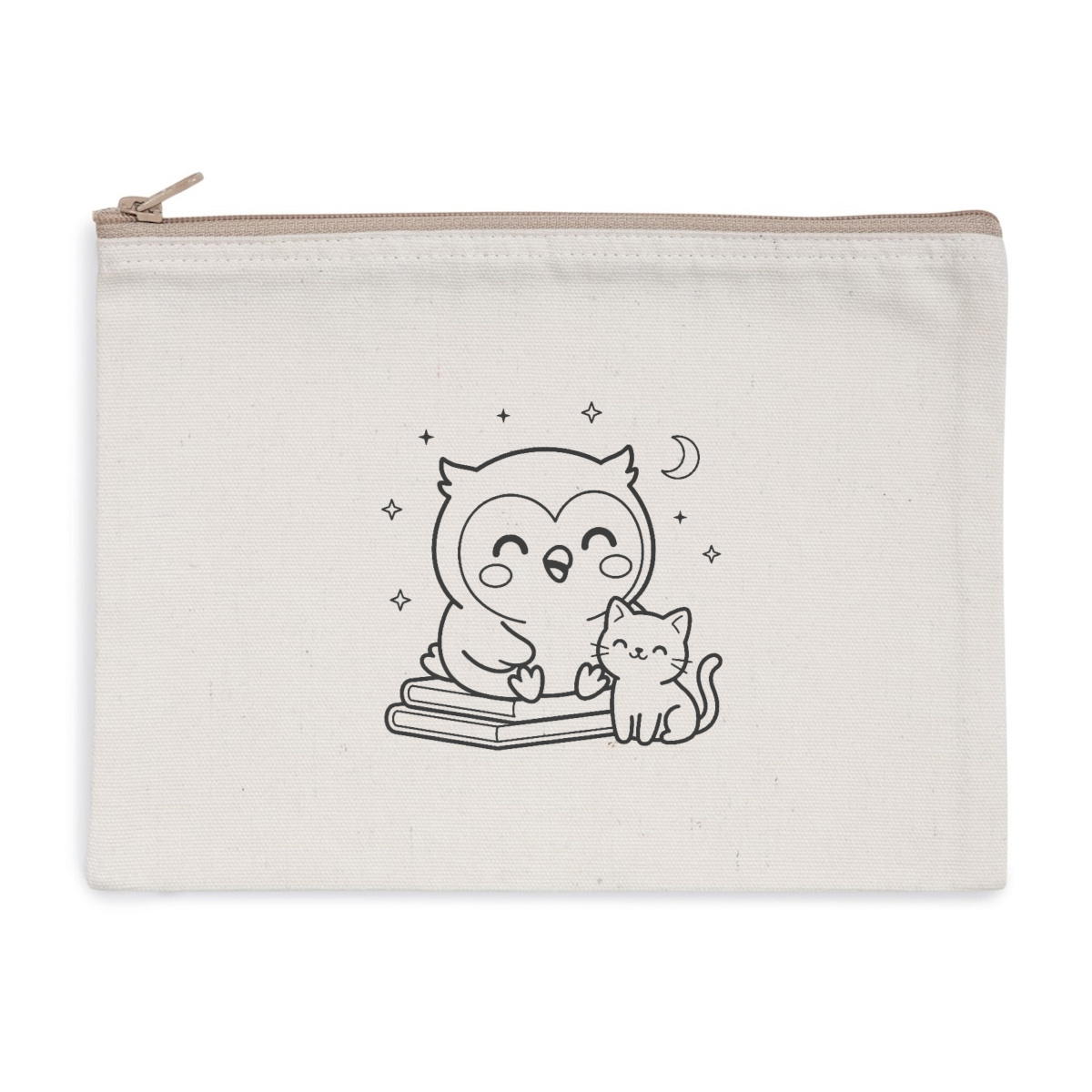 Pochette zippée recyclée - chouette chat - Image