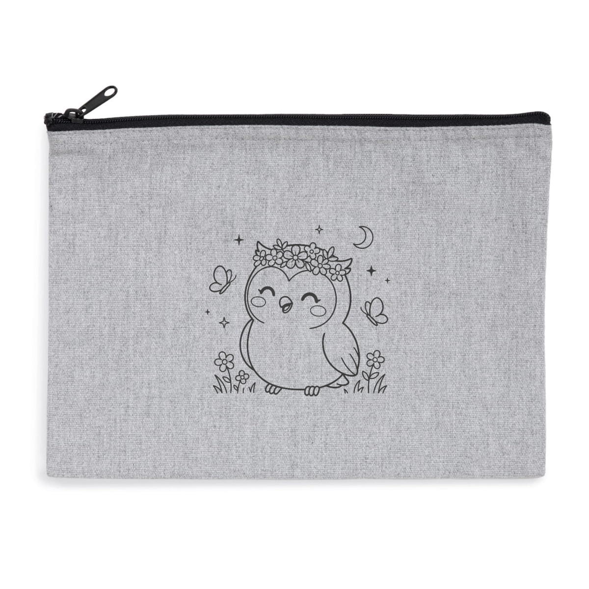 Pochette zippée recyclée - chouette printemps