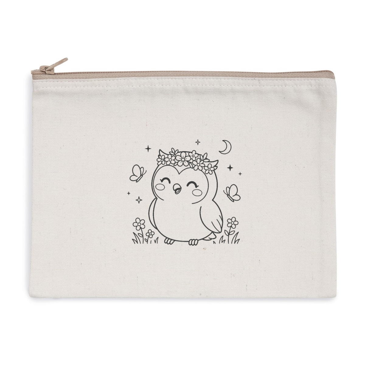 Pochette zippée recyclée - chouette printemps - Image