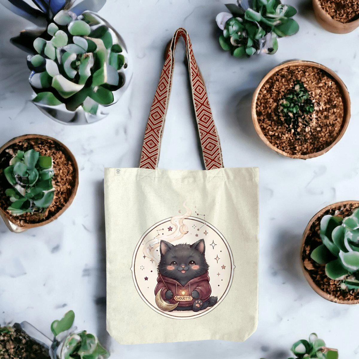Totebag ethnique - Chat