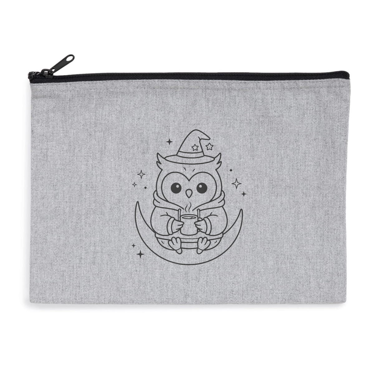 Pochette zippée recyclée - chouette lune