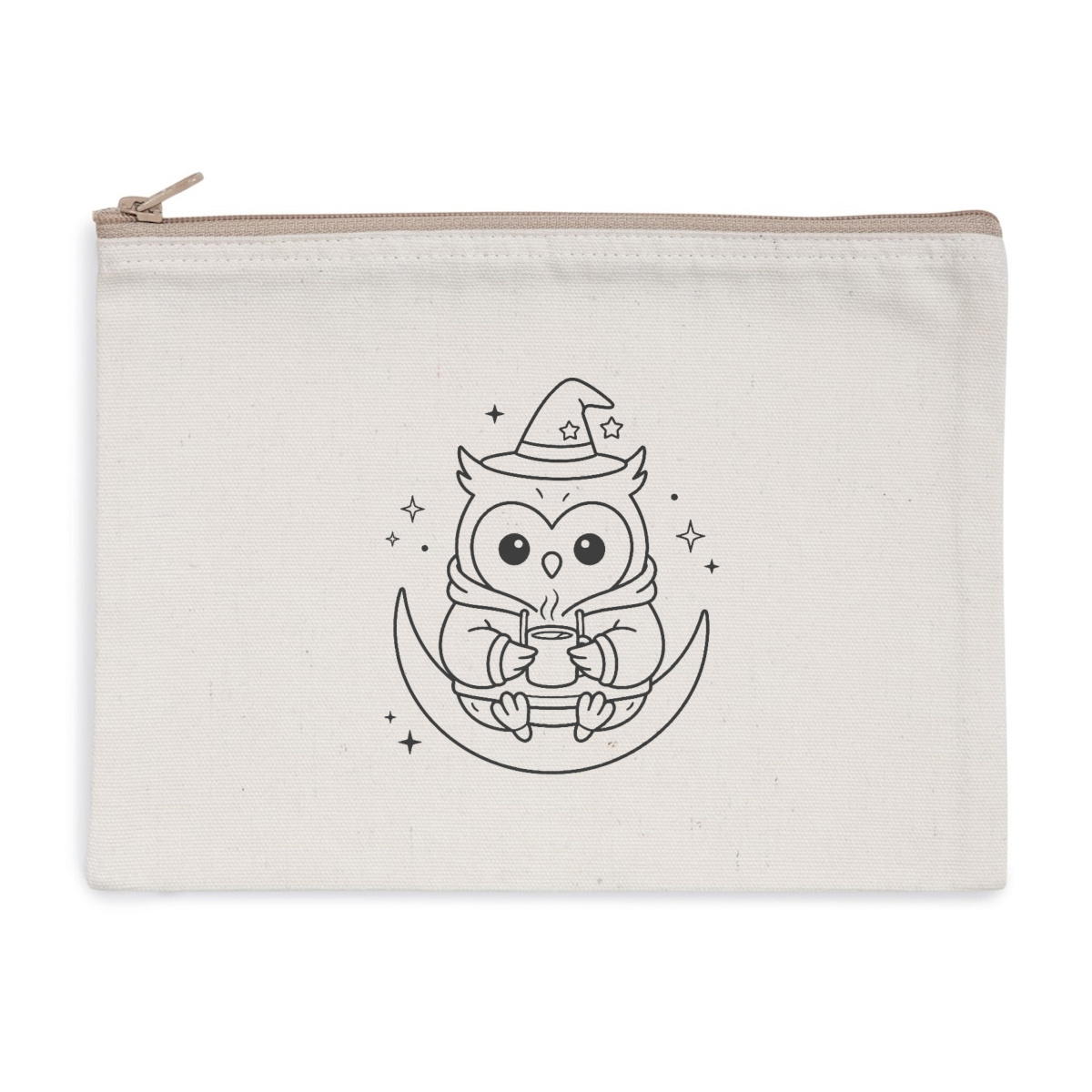 Pochette zippée recyclée - chouette lune - Image