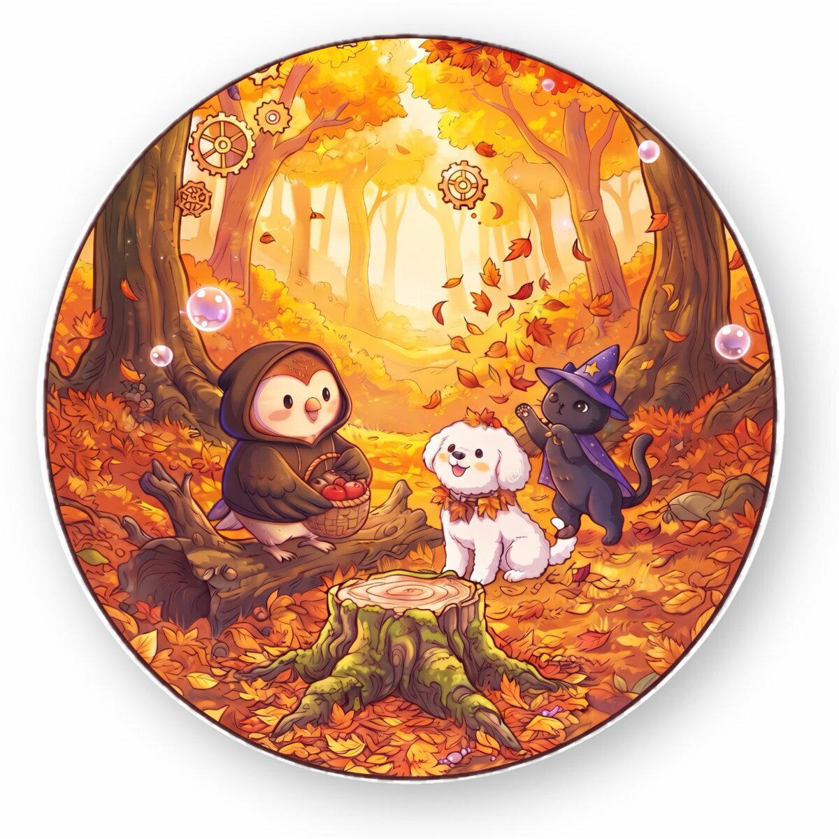 Autocollant Rond - automne